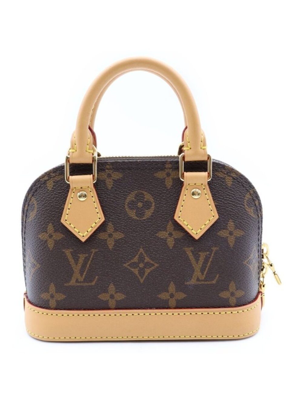 Louis Vuitton Monogram Nano Alma 2-Way Shoulder Bag Brown Leather Gold